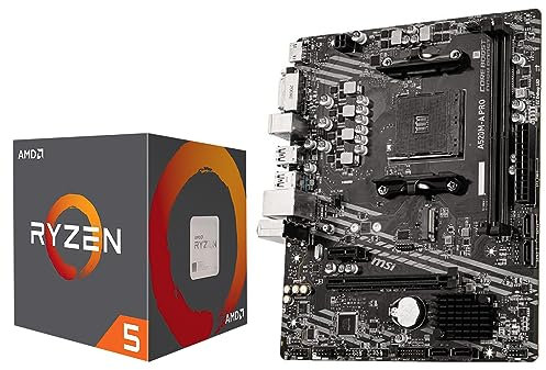 Micro Center AMD Ryzen 5 5500 - Procesador de Escritorio Desbloqueado con Placa Madre AM4 para Juegos MSI A520M-A PRO (DDR4, PCIe 4.0, Micro-ATX)