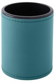 eglooh - Zefiro - Pot à Crayon pour Bureau du Design Ronde en Cuir Véritable Bleu Canard cm 7,8 x 7,8 H.9,5 - Coutures Artisanales et Structure Résistent - Made in Italy