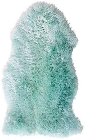 Nicht Zutreffend Schaffell Fellteppich Bettvorleger | 60x85 cm | Mintgrün