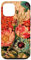 Hülle für iPhone 12/12 Pro Botanische Blumen Etui Kork Holzmaserung Design Druckeffekt