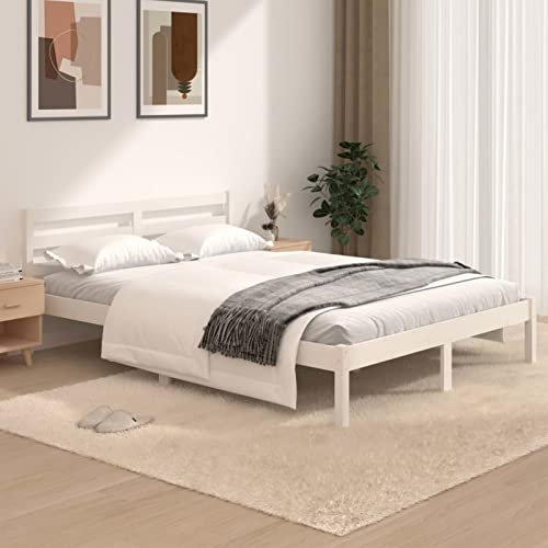 BaraSh Massivholzbett Bettgestell Bed Frame Bett Mit Bettkasten Hausbett Bett Massivholz Kiefer 120x190 cm Weiß