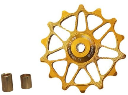 Fahrrad Riemenscheibe Schaltwerk 12-T 14-T, Aluminium CNC Schaltröllchen Keramiklager für Mountainbike Oder Rennrad (14T,Gelb)