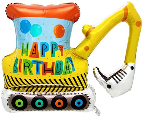 1 Stück Aluminiumfolienballon, Baggerballon, Wasserstoffballon, Geburtstagsballon, kreativer Ballon, Jungen-Geburtstagsballon, perfekt für Geburtstagsfeier (gelb)