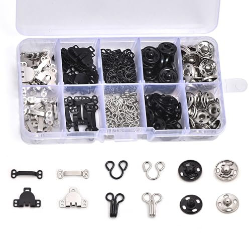 Haken und Ösen Hosenhaken Set für kleidung BH Haken Verschluss Druckknöpfe und Ösenverschlüsse Verschlusshaken zum annähen 100 Stück