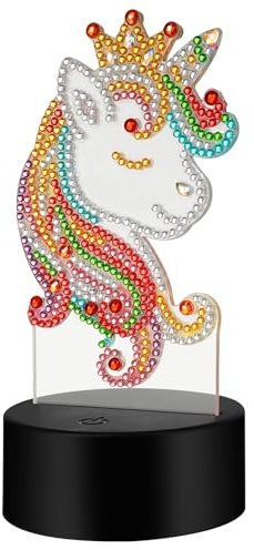 SUPRBIRD Geschenke für Mädchen 5 6 7 8 9 10 Jahre,Kinder Diamond Painting Nachtlicht DIY Spielzeug Set,Diamond Painting Kit für Kinder,Diamond Painting Nachtlicht Weihnachten Geschenk