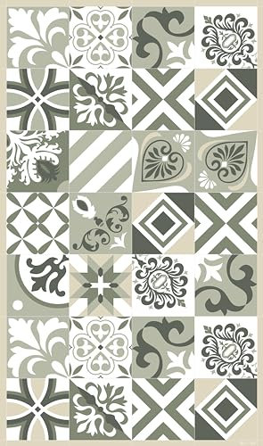 DobleUve Estudio Alfombra Vinílica Hidráulica 32 | Color Verde | 65x240 cm | Alfombra Cocina Lavable Antideslizante | Alfombra Vinilica | Suelo Vinílico | Alfombra Vinilo Salón