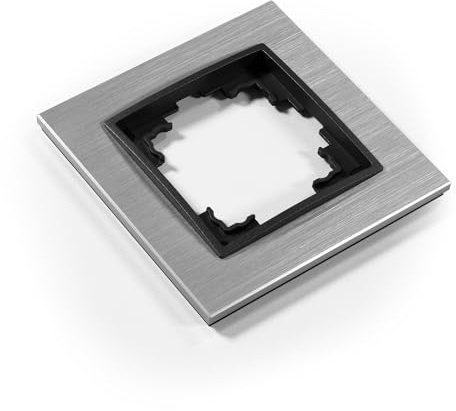 McPower Rahmen | FLAIR | 1-Fach, silbernes Aluminium, Aufbaurahmen, Wandrahmen, Einzel Abdeckrahmen für Steckdosen Schalter Unterputz Komponenten