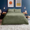 Silentnight Teddy Fleece Duvet Set - Teddy Bear Bedding Fluffy Fleece Duvet Cover and Pillowcase Set Warm Cosy and Super Soft - King Size - 220x230cm - Sage