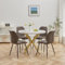 DEYARNA HOME Essgruppe 5-Teilig, 100cm Runder Esstisch und 4 Leinen-Esszimmerstühle, Esstisch und Stühle für 4 Personen, 4 Stühle & Tisch für Küche, Esszimmer und Wohnzimmer (Weiß/Gold+Schwarz)