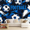 Papier Peint Panoramique Sport Football, Photo Murale Poster Géant Décoration Murale Intissé Moderne, Papier Peint Bleu Blanc, Décoration Murale 350 x 256 cm