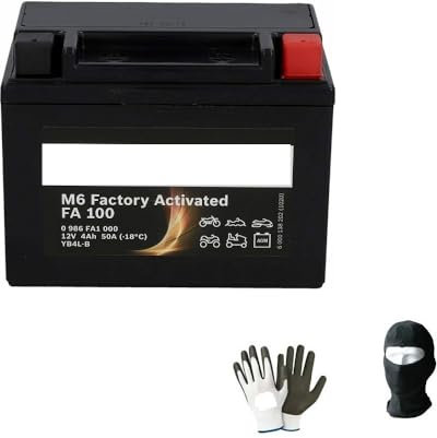 COMPATIBILE CON MBK Flipper 50 1998 A 2002 BATTERIA YB4L-B M4F170 COMPLETA E PRONTA BATTERIE 4 AMPERE 12 VOLT PER MOTO SCOOTER 121X71X93MM