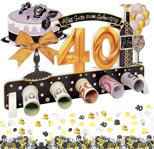 40 Geburtstag Geldgeschenke, Konfetti 40 Geburtstag Deko, 40 Geschenke aus Holz Dekoration, Geschenke zum 40 Geburtstag Mann Frau, Geldgeschenke 40 Geburtstag Deko, für Geburtstag, Jubiläum