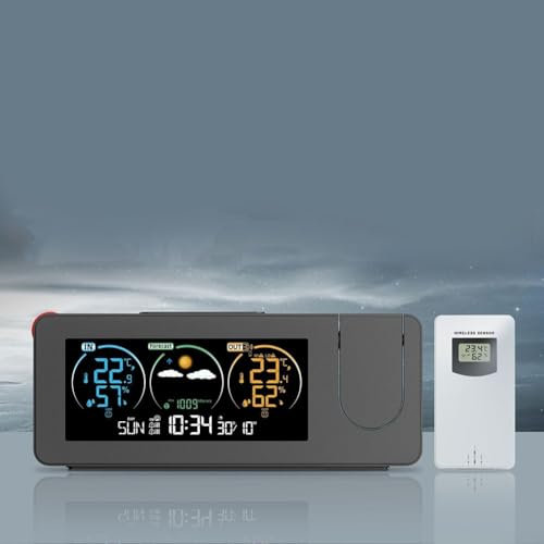 Projection Clock Weather Station, Projector Clock Screen Display Date Time Temperature Humidity Weather Forecast, And Trendence, Alarm Clocks Bedside