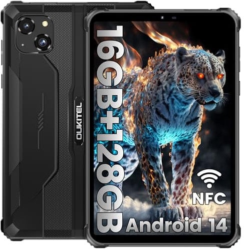 OUKITEL RT3 PRO Rugged Tablet Android 14, 16GB+128GB/1TB Tablets, 8 Inch Tablet with 5150mAh, 4G Dual SIM, 2.4G/5G WiFi, Octa-Core, 16MP Camera Portable Tablets, IP68/IP69K Waterproof/BT5.0/GPS/NFC