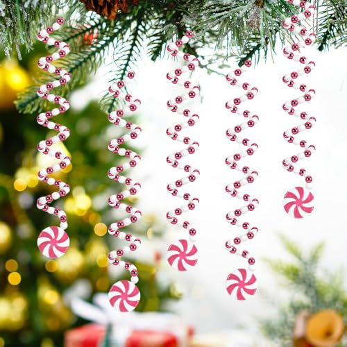 8Pcs Valentines Day Decorations Candy Cane Ornaments 11.5inch Large Peppermint Hanging Ornaments With Hooks for Lawn, Porch, Tree Home Decor (Pastel)