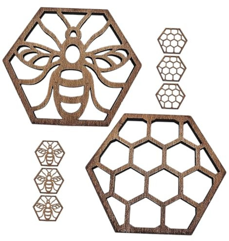 Cabilock 8stücke Teiliges Holzuntersetzer Im Bienenwaben-Design Dekorative Und Hitzebeständige Tischunterlagen Für Tassen Und Gläser Einfach Zu Reinigen Für Zuhause Und Büro