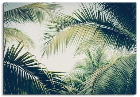 Paul Sinus Tableau mural - Feuilles de palmier tropicales - 100 x 70 cm - Nature exotique, feuilles de palmier, jungle, détente