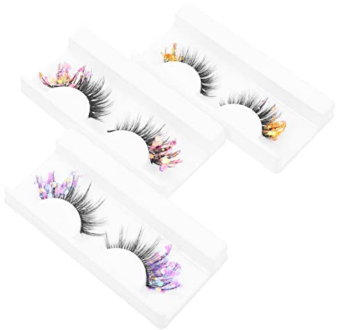 ARTSEWPLY 3 Paires Faux Cils Pailletés Colorés Extensions De Cils Cosplay Pour Maquillage