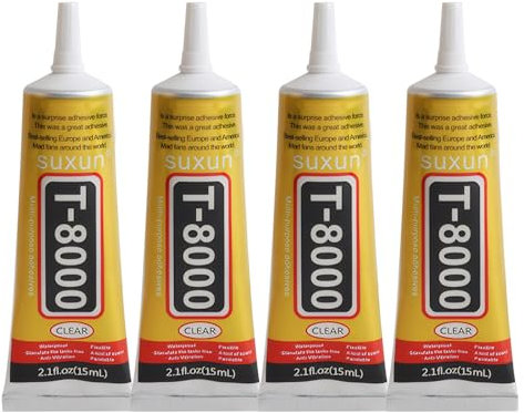 4 PCS T8000 Handy Display Kleber für Sup Reparatur, T8000 Display Kleber Smartphone, Display Reparatur Flüssigkeit, Smartphone Kleber für Holz, Glas, Stoff, Keramik, Metall und mehr (15ml/pc)