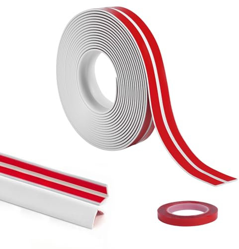 Flintronic Plinthe Souple Autoadhésive PVC 20 mm, 6M Plinthe Adhesive Pliable,Bande d'étanchéité Flexible, Etanche, Décorative, Corniere PVC Autocollante pour Cuisine et salle de bain