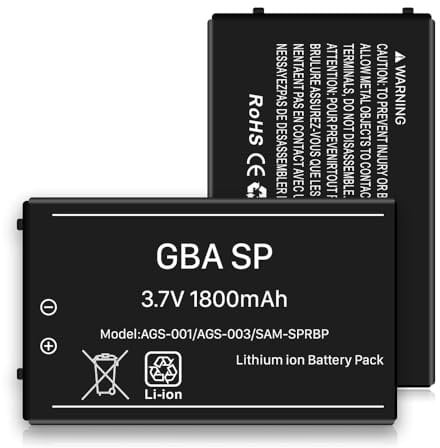 BOANV Upgraded 1800mAh super hohe Kapazität Akku für Gameboy Advance SP(GBA SP), BOANV Akku für Nintendo AGS-001, AGS-003, AGS-101