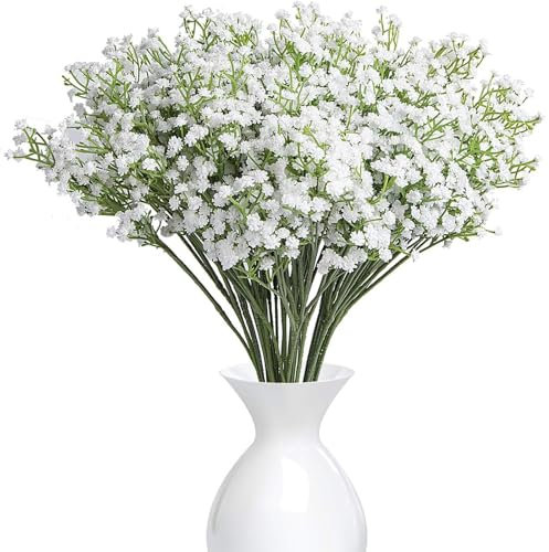 Schleierkraut Künstlich 40 Stück, Schleierkraut Künstlich wie echt, Kunstblumen schleierkraut Künstliche Blumen Gypsophila für Hochzeit, Brautsträuße, Home Dekoration, Flowers für Hochzeit Home (Weiß)