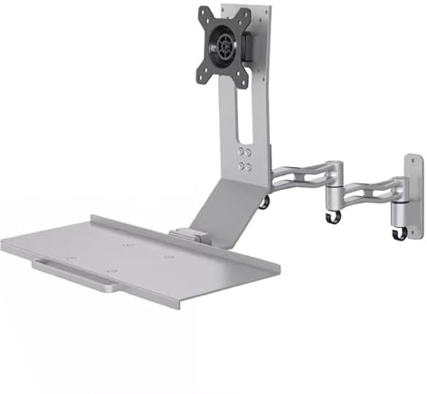 YWBL-WH Display Mount and Keyboard Tray, Aluminum Alloy Compact Design, Space Saving, Ergonomic Cable Management