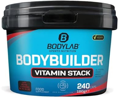 Bodylab24 Bodybuilder Vitamin Stack 240 Kapseln, Vitamin-Komplex für die einfache Versorgung, 13 essentielle wasser- und fettlösliche Vitamine in einem Supplement