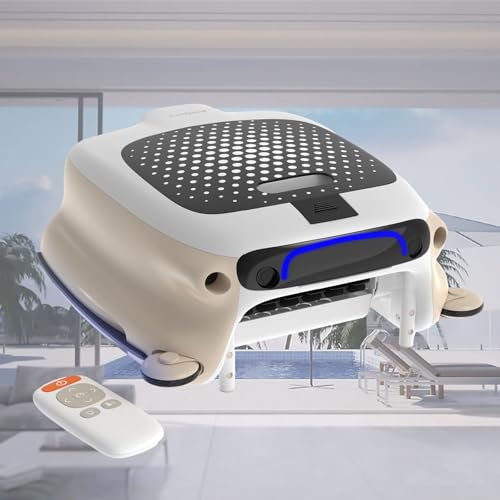 TBANVOO Robot per Piscina, Piscina Senza Fili con Alimentazione, Autonomia 6H per Piscine Fuori Terra 2000mq, Doppia Filtrazione, Parcheggio Automatico