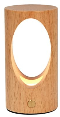 JNJOOD Rechargeable Wooden LED Night Light - Touch Control Bedside Lamp for Nursery and Home Decor