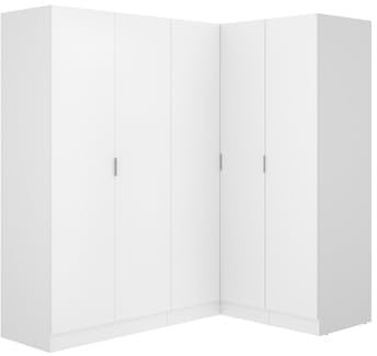 Vente-unique - Armoire d'angle 5 Portes - L173 cm - Blanc - LISTOWEL