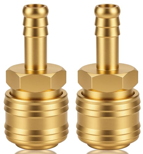 2 pièces de raccord rapide à air comprimé en laiton, NW 7,2 mm avec embout de tuyau pour tuyaux LW 9 mm, raccords de connexion pneumatiques haute densité pour atelier, industrie, construction et