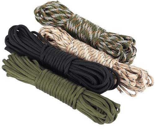 4 Pcs 4mm Paracord Ropes, 9 Inner Strands Nylon Ropes, Each 10m/32.8 ft Paracord Cords Para Cords for Outdoor Camping Lanyards DIY Arts and Crafts Survival Rope