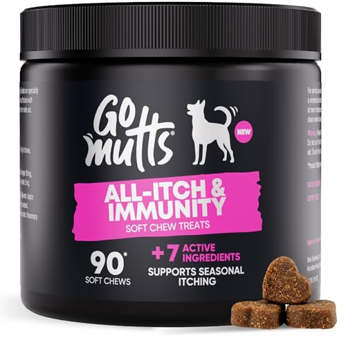 GOMUTTS All Itch and Immunity Treats for Dogs (90 Soft Chews), Anti Itch for Dogs, Help Soothe Itchy Paws, Eyes, Ears, Skin - Itching, Licking, Scratching, Daily Immune Support for All Breeds
