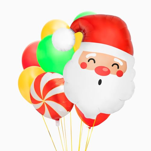 OH YEAH - Set Globo Foil + Latéx Papá Noel para Navidad - 10 piezas - Accesorios Árbol, Fiesta, Photocall y Eventos Festivos - Decoración Navideña - Regalo Único - Santa Claus - APTO HELIO