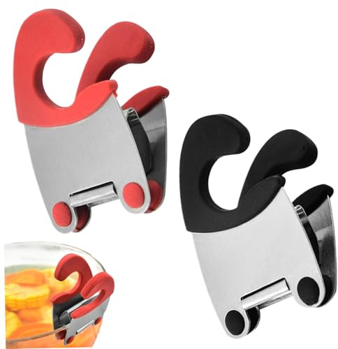 Ferricult Spoon Holder for Pot, 2PCS Heat-Resistant Stainless Steel Crab Spoon Holder, Anti-Scald Pot with Comfortable Grip, Reusable Clip for KitchenChristmas Decor