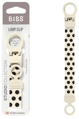 BIBS Loop Schnullerkette Polka Dots – Schnullerband mit Silikon - Für Babys ab 0 Jahren - Kompatibel mit BIBS Schnullern & Anderen Marken - Maschinenwaschbar, BPA-Frei - Ivory