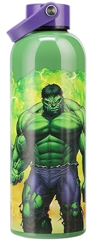 Marvel Hulk Metall-Trinkflasche – Offiziell lizenziertes Marvel-Produkt | 500 ml Isolierflasche • Hält Getränke heiß oder kalt • Edelstahlkonstruktion • Deckel mit Trageschlaufe • Marvel Fangeschenk