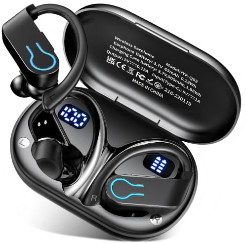 VNMN Cuffie Bluetooth 6.1 Sport, 2026 Auricolari Bluetooth HiFi Stereo | 120 Ore di Autonomia, 4 Microfoni ENC per Chiamate Nitide, LED Display, Compatibili con iOS e Android, IPX7