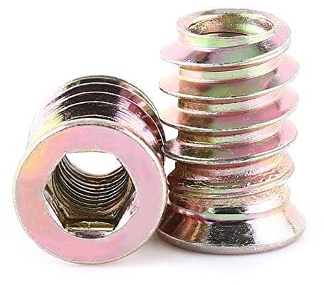 Dado Esagonale di Inserimento per Mobili in Acciaio al Carbonio Placcato Zincato Wood Insert Nuts Filettatura Completa (M6*17mm)