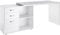 HOMCOM L-Shaped Computer Desk, 2 Shaped Corner Desk with Drawers, File Cabinet and Storage Shelves, Home Office Desk, White