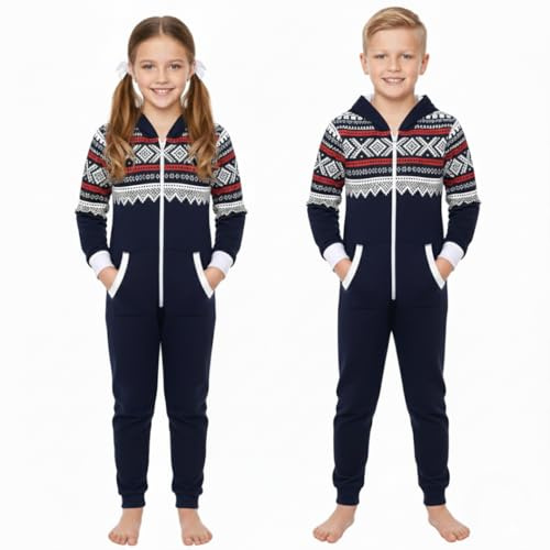 A2Z 4 Kids Girls And Boys Fleece Onesie - Aztec Onesie 001 Navy 5-6