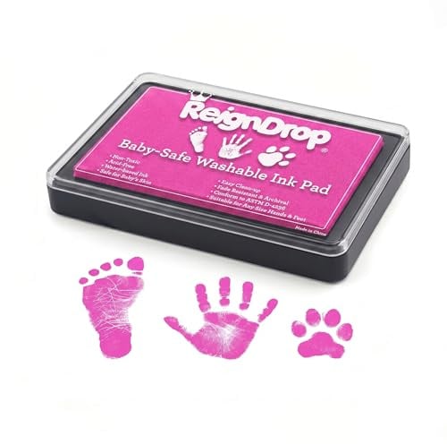 REIGNDROP Clean-Touch Stempelkissen für Baby-Fußabdrücke, Handabdruck, Haustierpfotenabdrücke, ungiftig, schmierfest, langlebige Andenken