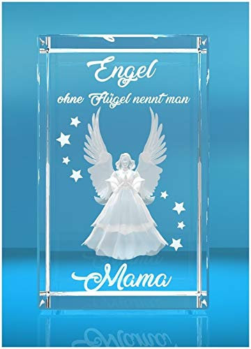 VIP-LASER 3D Glasquader I Engel ohne Flügel nennt man Mama - tolles Geschenk zum Muttertag, Geburtstag, Weihnachten