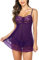 Avidlove Nuisette sexy en dentelle - Mini nuisette en maille - Nuisette de mariage - Nuisette de mariée, violet, XXL