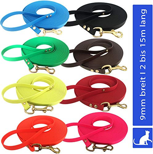 bio-leine Leichte Katzenleine aus Biothane - 6 m lang und 9mm breit I in Neongelb I Schleppleine Leine mit Handschlaufe für kleine und große Katzen