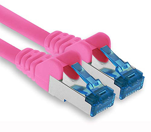 1aTTack.de Câble réseau Ethernet Gigabit LAN CAT.6a 1,5 m, câble patch RJ45 10 Gb/s SFTP PIMF magenta - 1 pièce