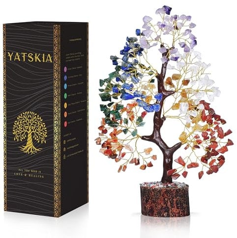 YATSKIA 7 Chakra Tree of Life, Crystals and Healing Stones, Birthday Gifts for Women - Crystal Tree for Positive Energy, Office Decor, Gifts for Women, Mom Birthday Gifts for Women