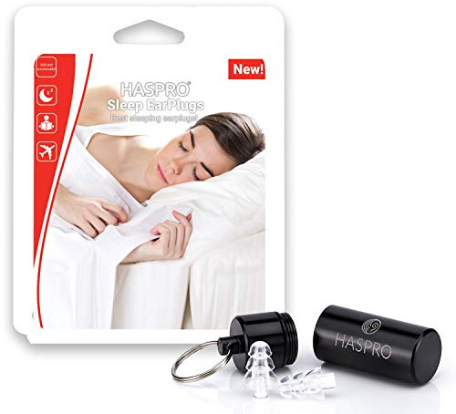 Haspro Ohrstöpsel zum Schlafen, Geräuschunterdrückung, superweich, halbtransparent, wiederverwendbar, hypoallergenes Material