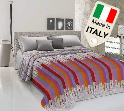 Biancheria&Casa Copriletto Estivo Prodotto Italiano Disegno con matitoni Offerta Made in Italy : Colore - Rosa, Misura - Matrimoniale